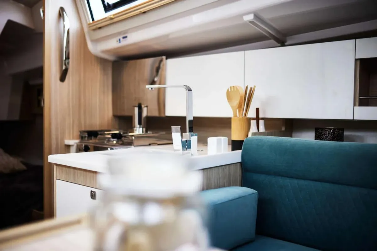 Galley of Gea, a Northman Maxus 35 sailboat at Grad Biograd na Moru, Croatia