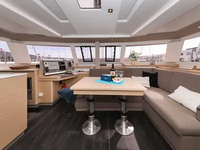 Salon of Alchiba, a Fountaine Pajot Astrea 42 catamaran at Grad Trogir, Croatia
