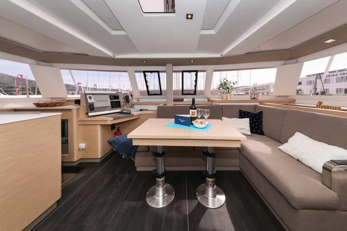 Salon of Alchiba, a Fountaine Pajot Astrea 42 catamaran at Grad Trogir, Croatia