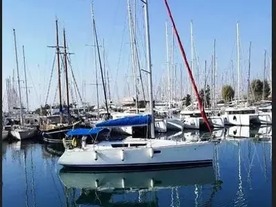 Exterior view of King Julian, a Jeanneau Sun Odyssey 36i sailboat at Municipal Unit of Lefkada, Greece