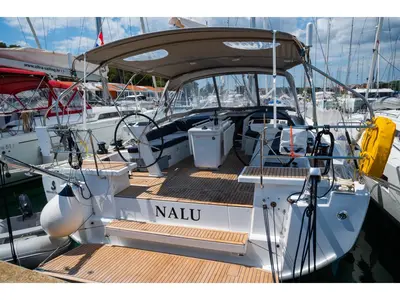 Cockpit of Nalu, a Beneteau Oceanis 46.1 sailboat at Općina Medulin, Croatia