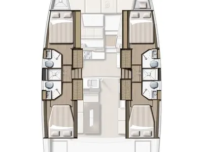 Floor plan of More, a Bali 4.2 catamaran at Mytikas, Greece