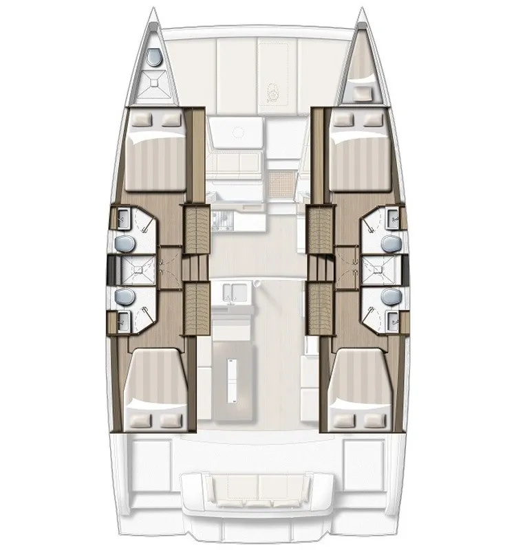 Floor plan of More, a Bali 4.2 catamaran at Mytikas, Greece