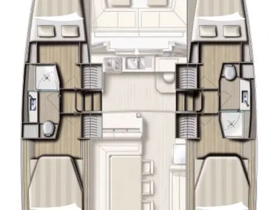 Floor plan of More, a Bali 4.2 catamaran at Mytikas, Greece