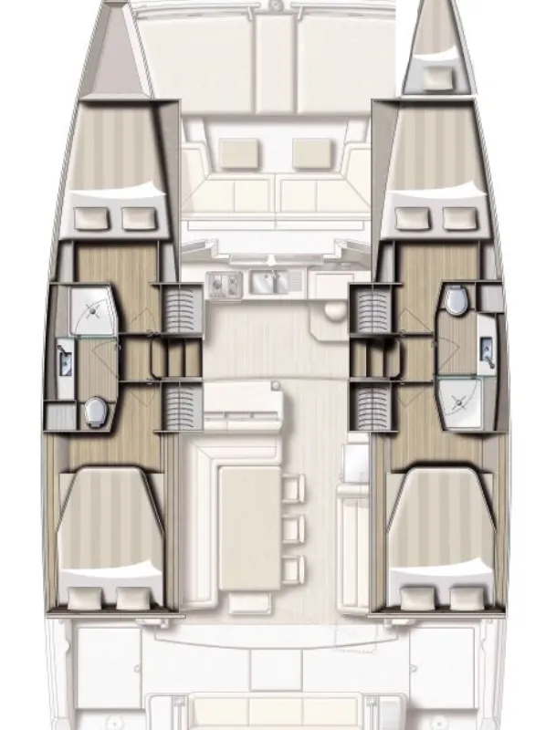 Floor plan of More, a Bali 4.2 catamaran at Mytikas, Greece