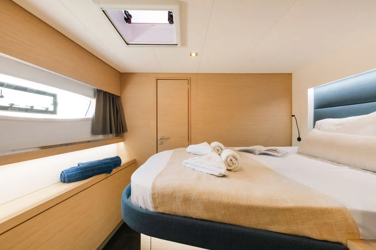 Cabin on Dione, a Fountaine Pajot Tanna 47 catamaran at Municipal Unit of Lefkada, Greece