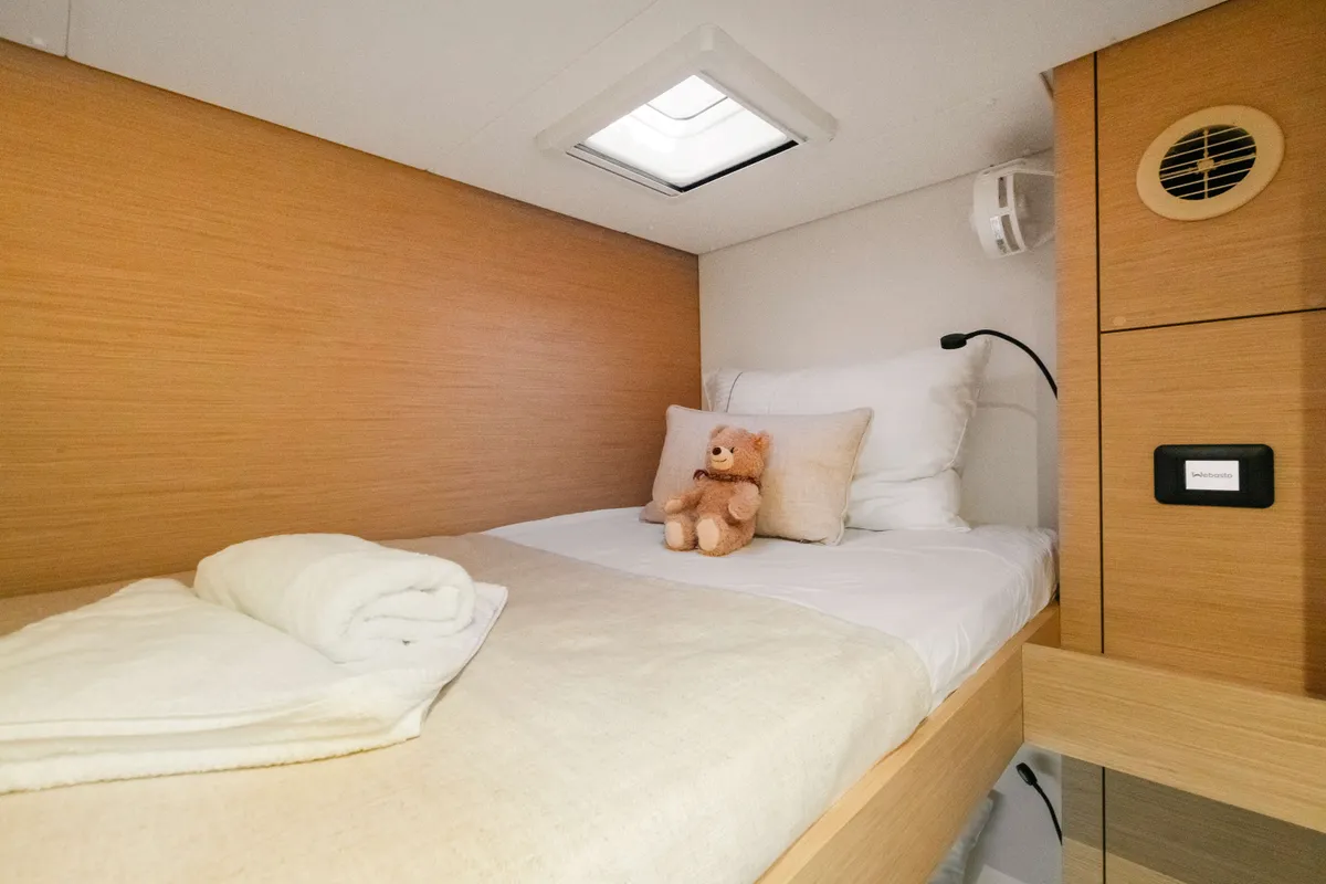 Cabin on Dione, a Fountaine Pajot Tanna 47 catamaran at Municipal Unit of Lefkada, Greece