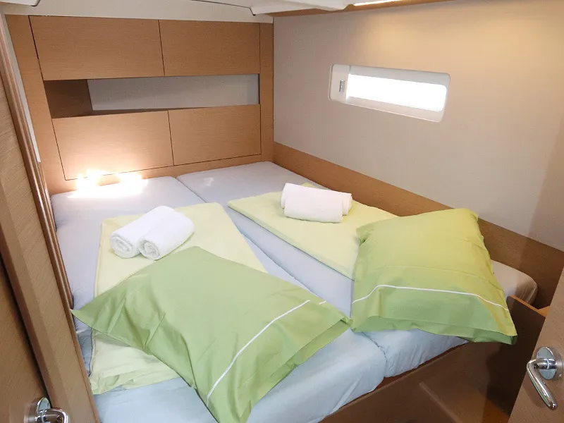 Cabin on Aris, a Jeanneau Sun Odyssey 410 sailboat at Lavreotiki Municipal Unit, Greece