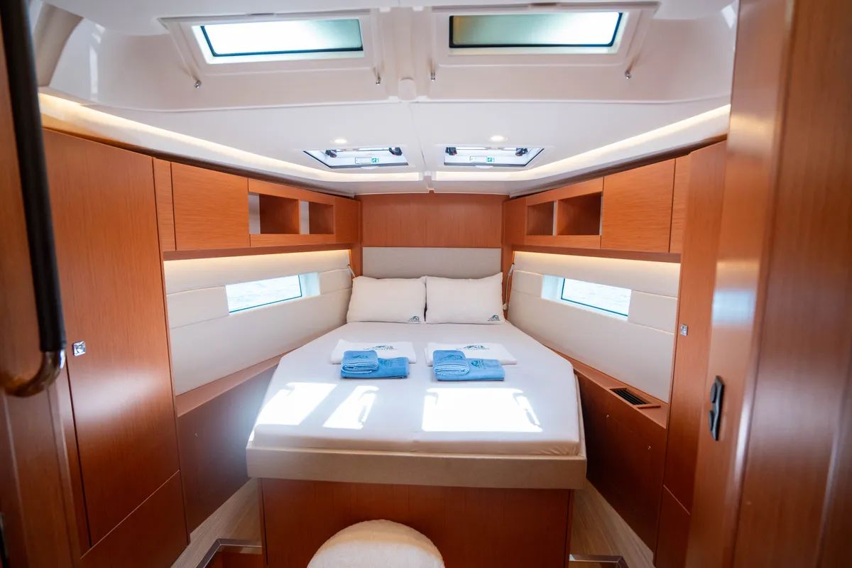 Cabin on Mina 52, a Bavaria C45 Style sailboat at Marmaris, Turkey