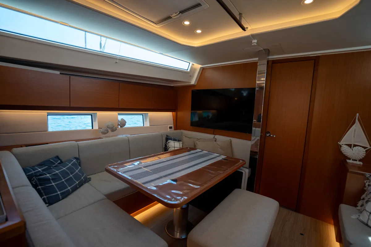 Salon of Mina 52, a Bavaria C45 Style sailboat at Marmaris, Turkey
