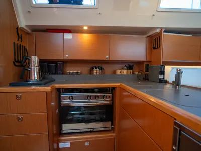 Galley of Mina 52, a Bavaria C45 Style sailboat at Marmaris, Turkey