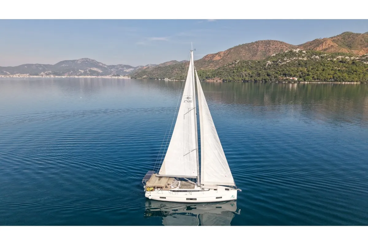 Exterior view of Mina 52, a Bavaria C45 Style sailboat at Marmaris, Turkey