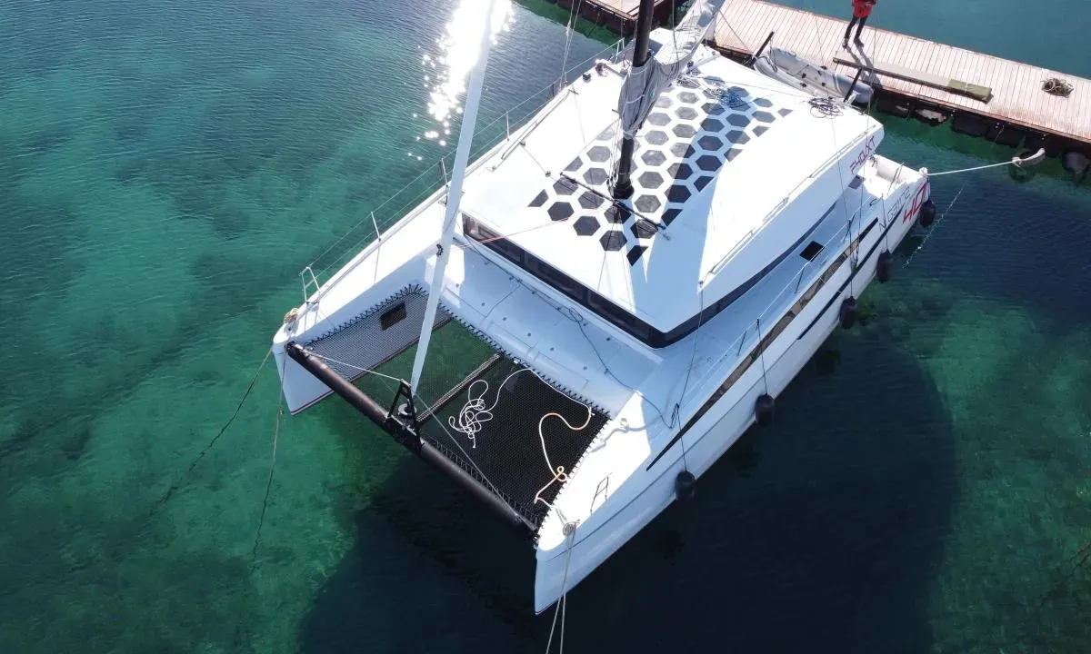 Exterior view of Veronchie, a Gulet Delta F40-XT catamaran at Zadar, Croatia