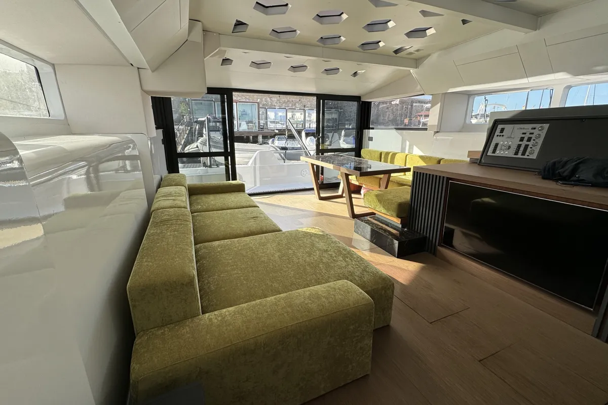 Salon of Veronchie, a Gulet Delta F40-XT catamaran at Zadar, Croatia
