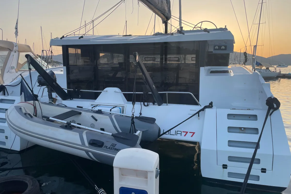 Exterior view of Veronchie, a Gulet Delta F40-XT catamaran at Zadar, Croatia