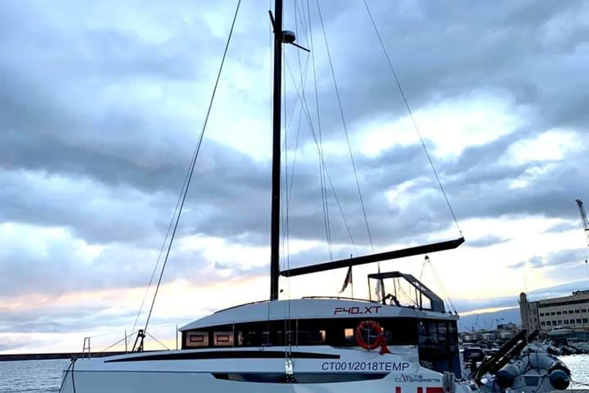 Exterior view of Veronchie, a Gulet Delta F40-XT catamaran at Zadar, Croatia