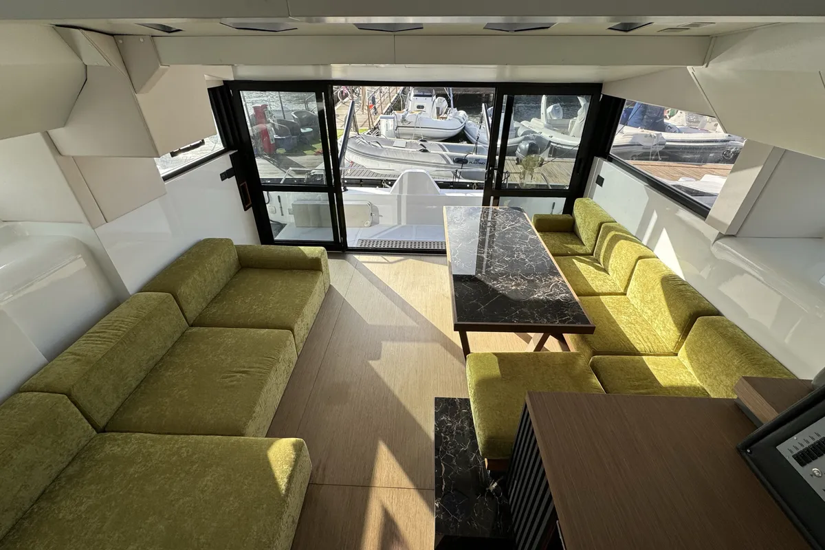 Salon of Veronchie, a Gulet Delta F40-XT catamaran at Zadar, Croatia