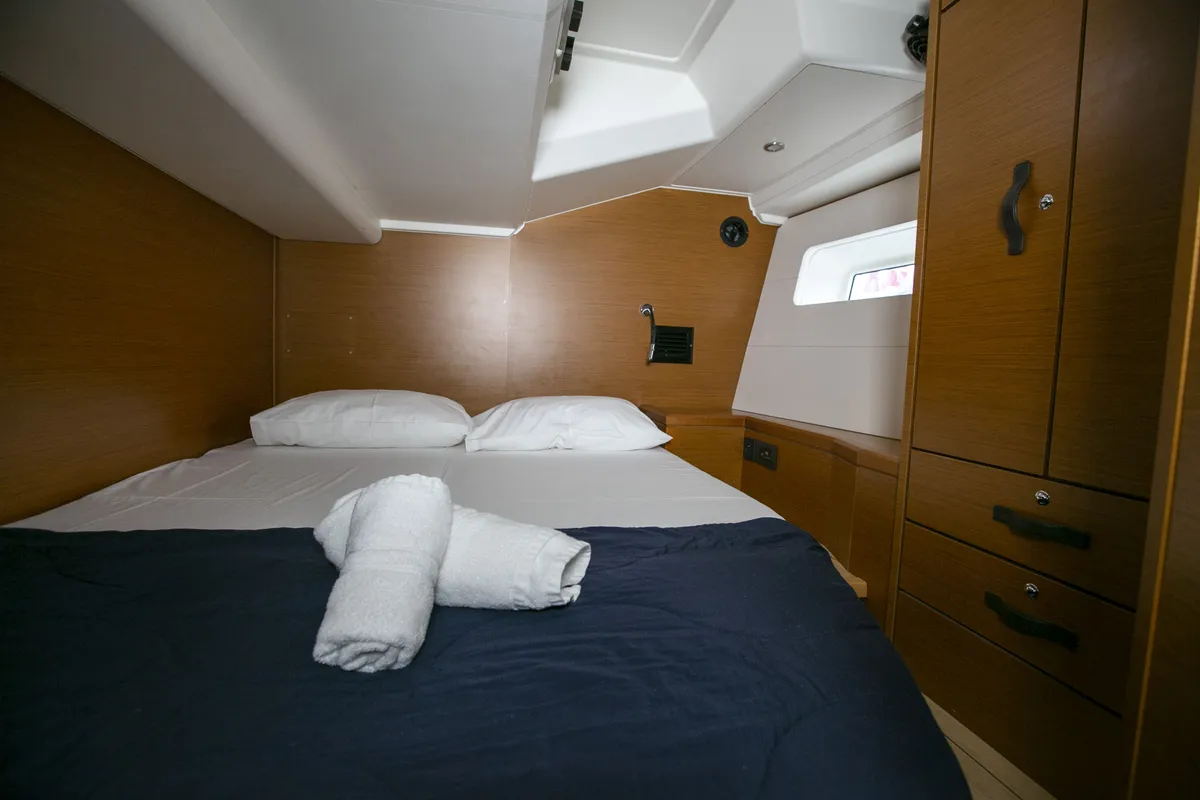 Cabin on Amazing Elli, a Jeanneau 54 sailboat at Marpissa, Greece
