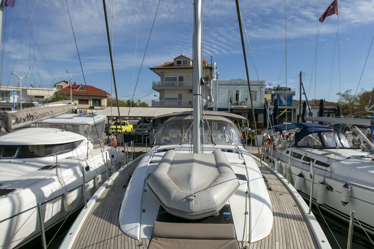 Exterior view of Amazing Elli, a Jeanneau 54 sailboat at Marpissa, Greece