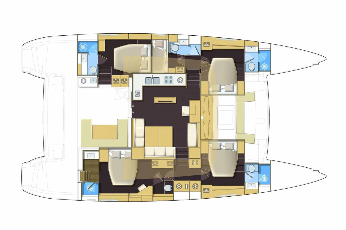 Floor plan of MELITI, a Lagoon 560 S2 catamaran at Piraeus, Greece