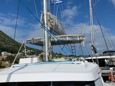 Galley of Danae, a Bali Catspace catamaran at Ellomenos, Greece