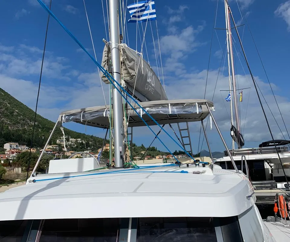 Galley of Danae, a Bali Catspace catamaran at Ellomenos, Greece