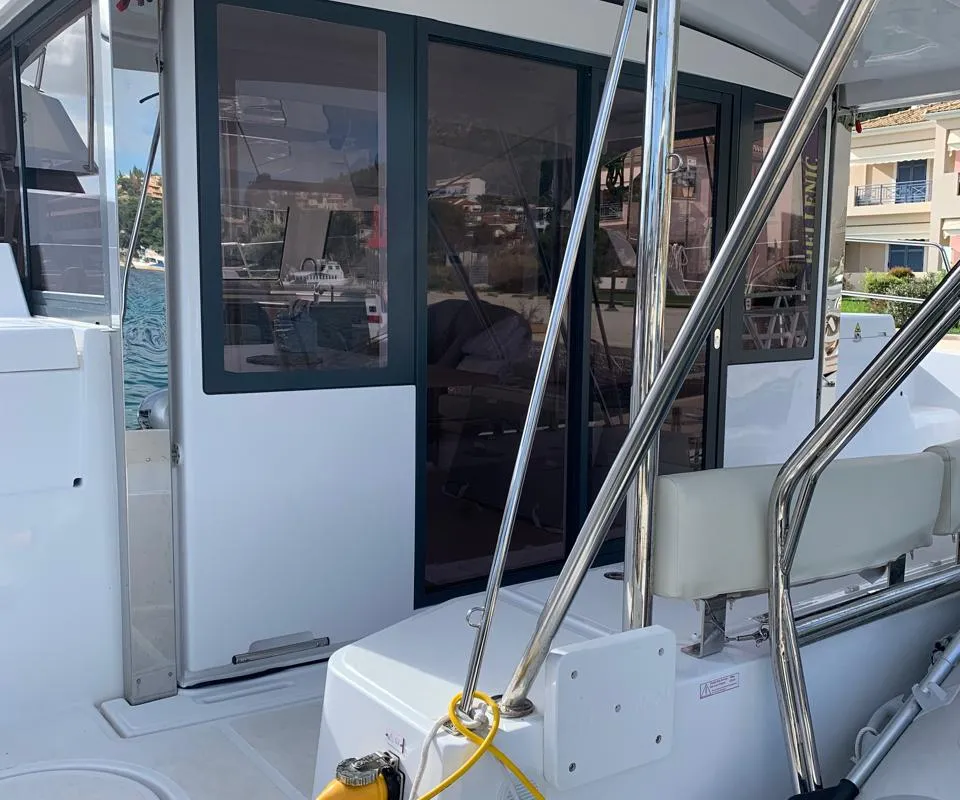 Galley of Danae, a Bali Catspace catamaran at Ellomenos, Greece