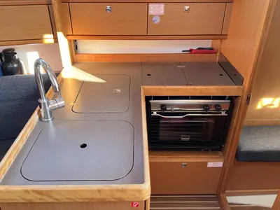 Galley of Ramona, a Bavaria Cruiser 33 sailboat at Heiligenhafen, Germany