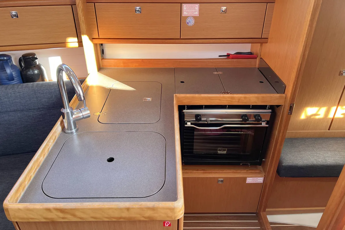 Galley of Ramona, a Bavaria Cruiser 33 sailboat at Heiligenhafen, Germany