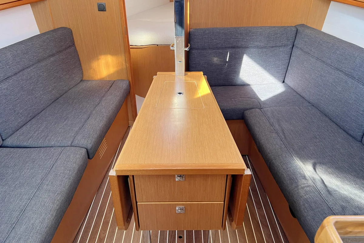 Salon of Ramona, a Bavaria Cruiser 33 sailboat at Heiligenhafen, Germany