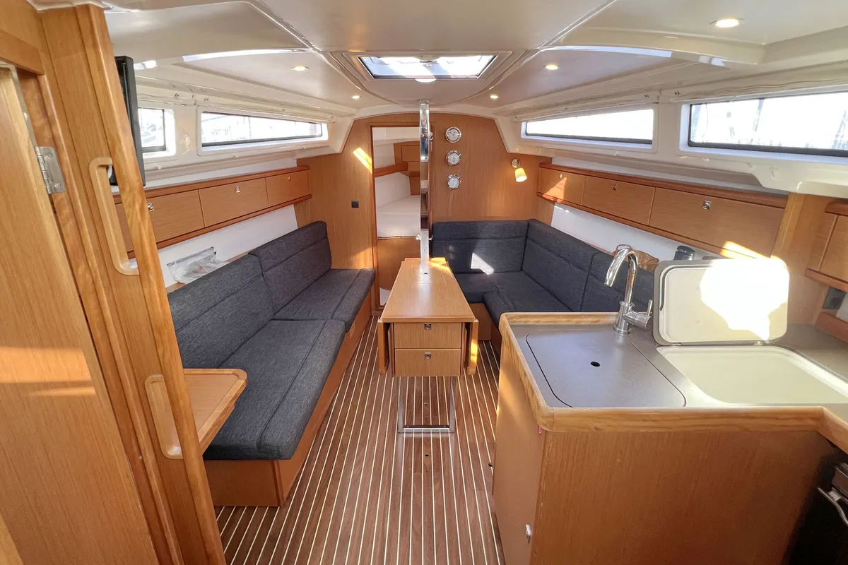 Salon of Ramona, a Bavaria Cruiser 33 sailboat at Heiligenhafen, Germany