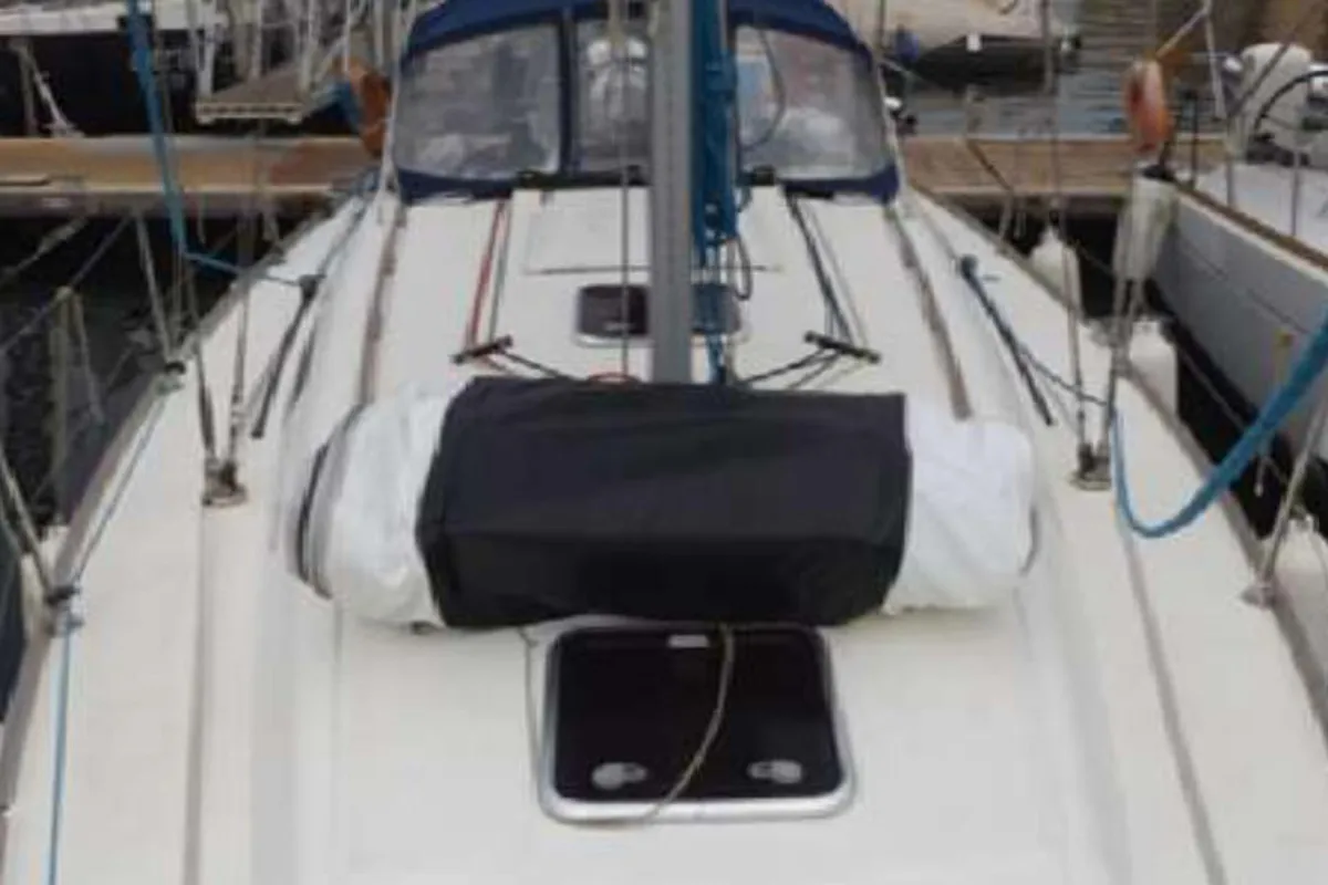 Deck of Skiros, a Dufour 365 sailboat at Kalkara, Malta