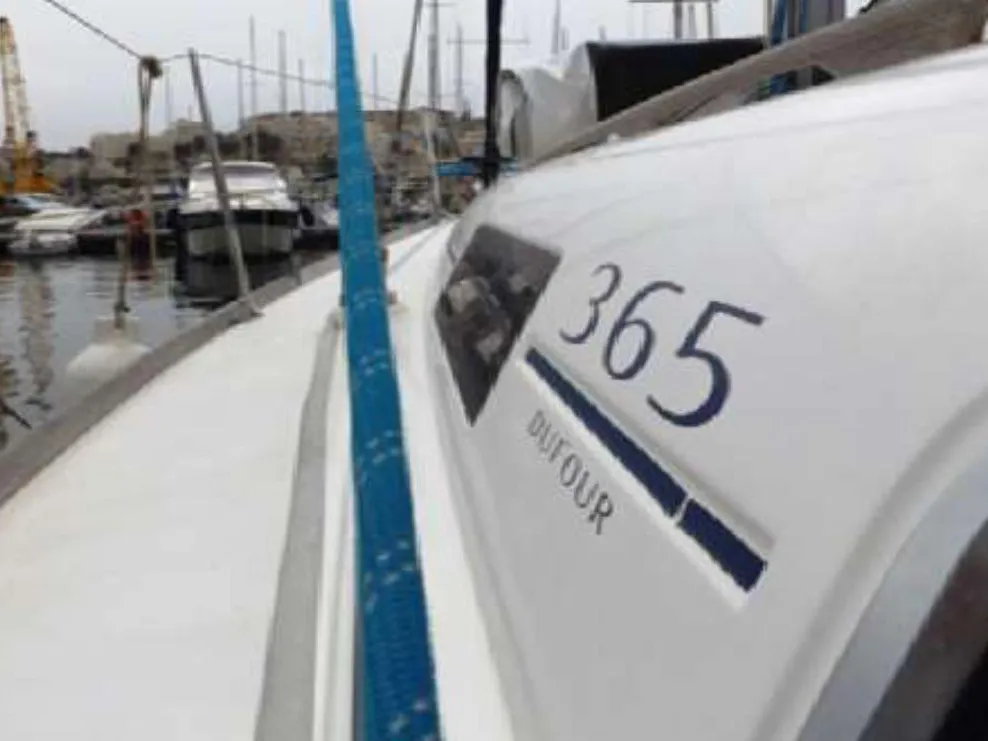 Exterior view of Skiros, a Dufour 365 sailboat at Kalkara, Malta