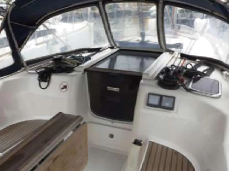 Cockpit of Skiros, a Dufour 365 sailboat at Kalkara, Malta