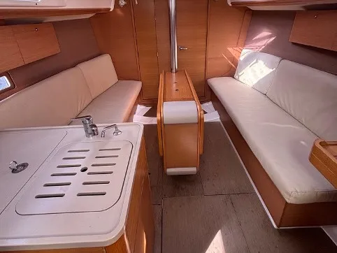 Salon of Expensive Toy, a Dufour 310 Grand Large sailboat at Palermo, Italy