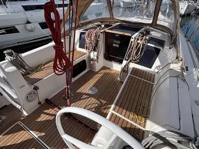 Cockpit of Expensive Toy, a Dufour 310 Grand Large sailboat at Palermo, Italy
