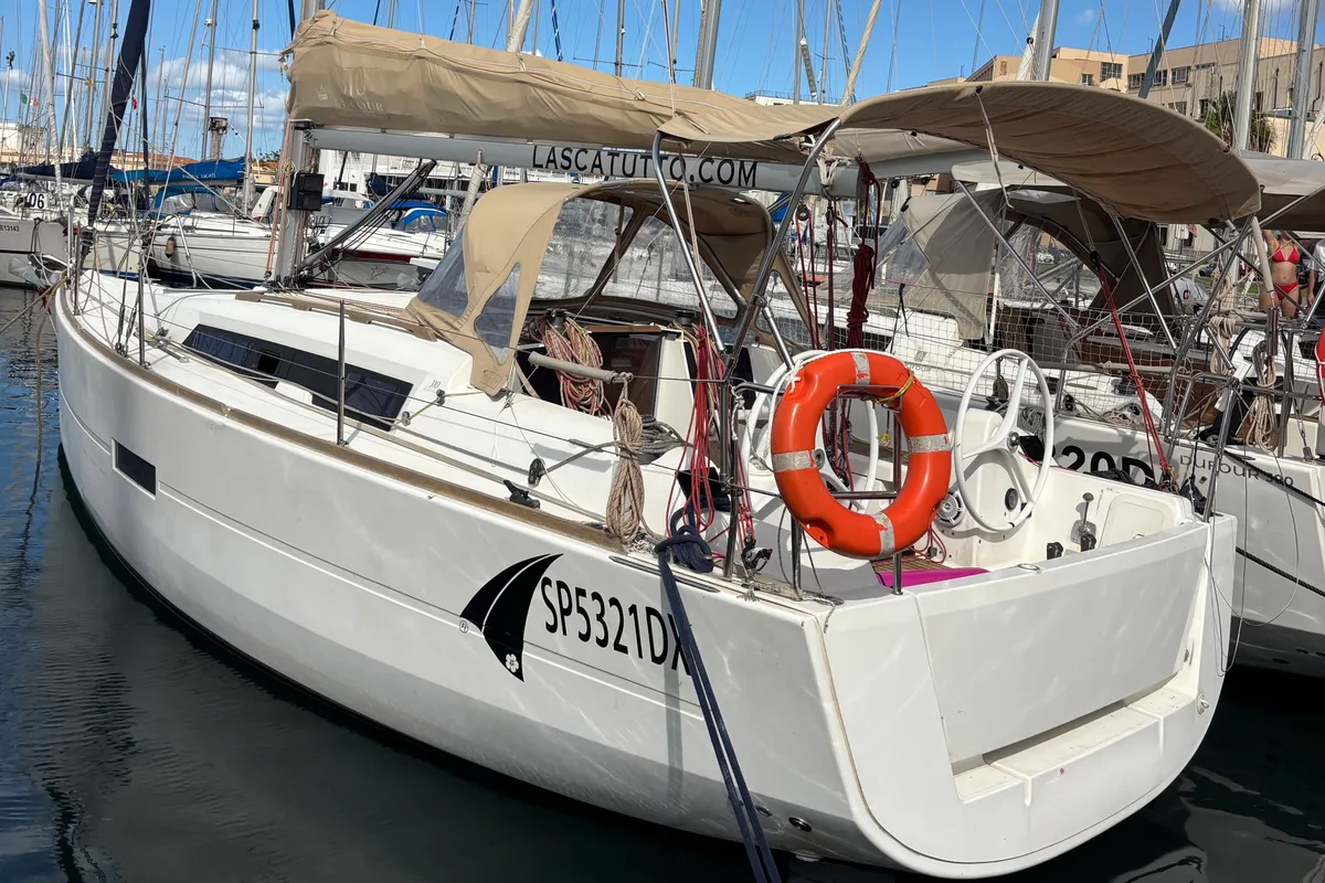 Exterior view of Expensive Toy, a Dufour 310 Grand Large sailboat at Palermo, Italy