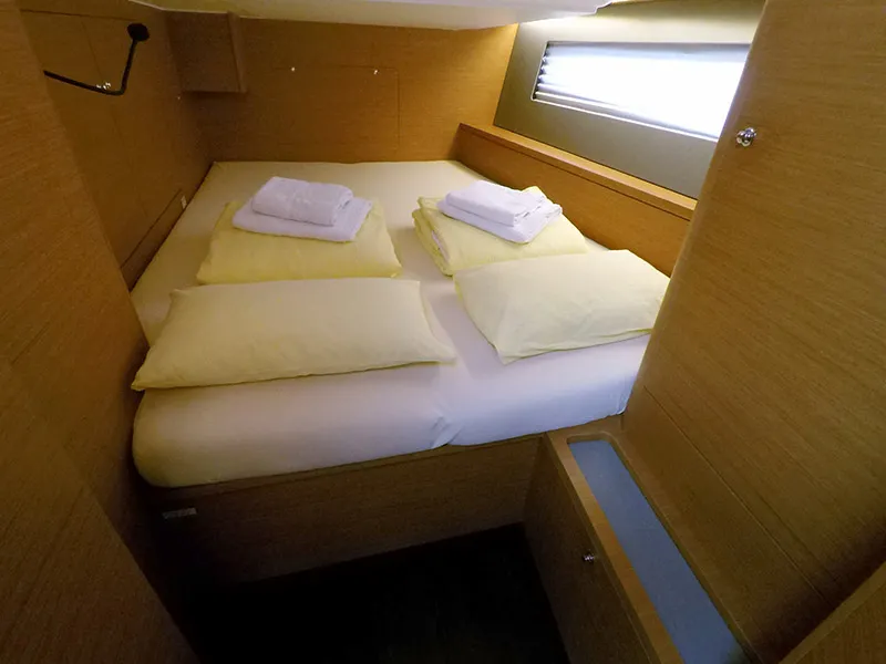 Cabin on Dama, a Dufour 44 sailboat at Grad Šibenik, Croatia
