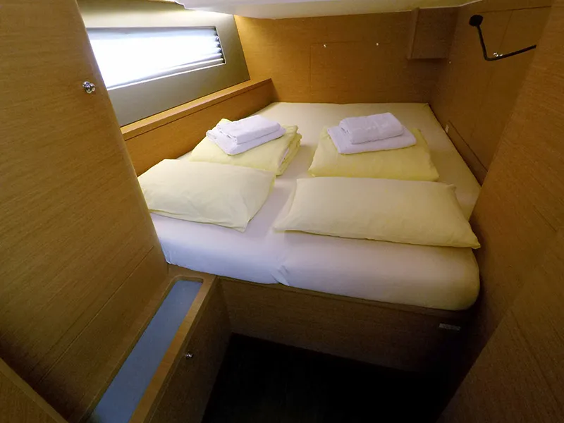Cabin on Dama, a Dufour 44 sailboat at Grad Šibenik, Croatia