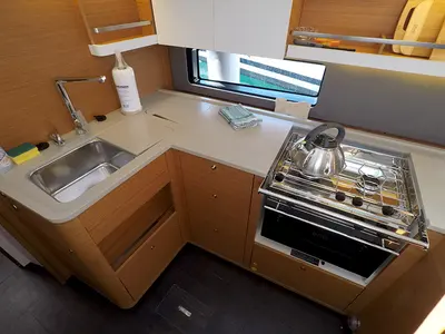 Galley of Dama, a Dufour 44 sailboat at Grad Šibenik, Croatia