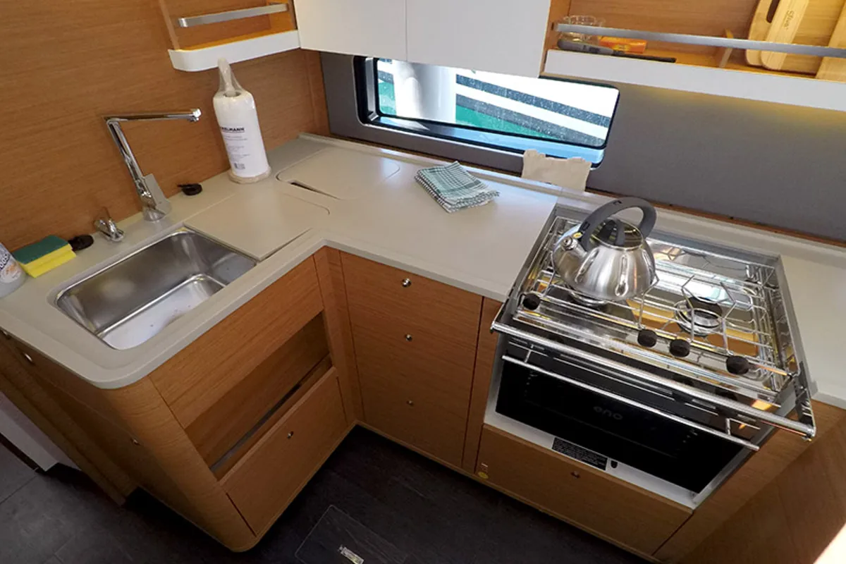 Galley of Dama, a Dufour 44 sailboat at Grad Šibenik, Croatia