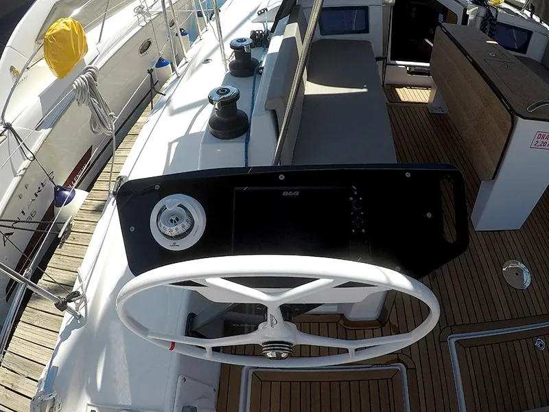 Cockpit of Dama, a Dufour 44 sailboat at Grad Šibenik, Croatia