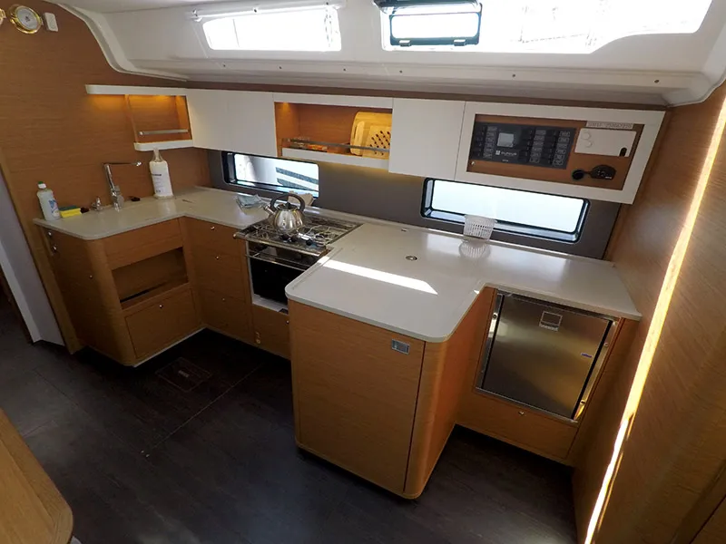 Galley of Dama, a Dufour 44 sailboat at Grad Šibenik, Croatia