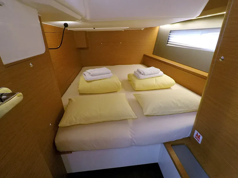 Cabin on Dama, a Dufour 44 sailboat at Grad Šibenik, Croatia