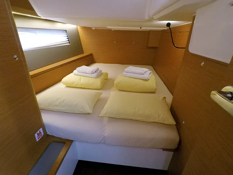 Cabin on Dama, a Dufour 44 sailboat at Grad Šibenik, Croatia