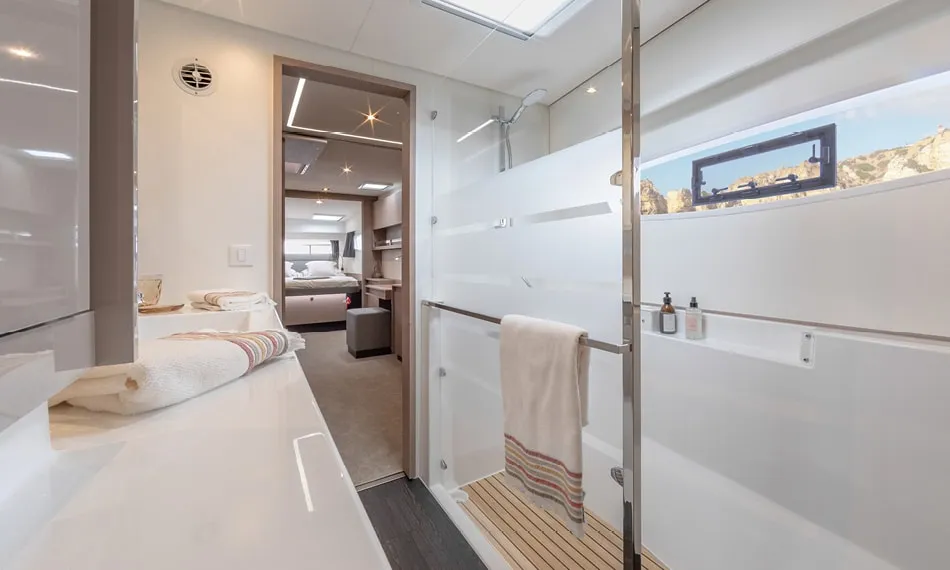 Head on Nami, a Fountaine Pajot Elba 45 catamaran at Salerno, Italy