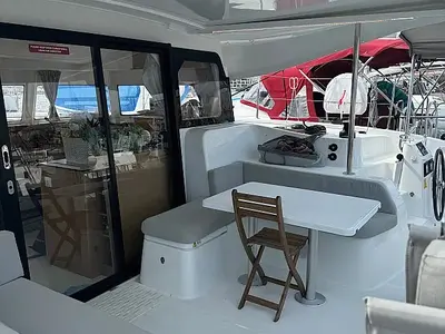 Cockpit of Spring & Fall, a Excess 11 catamaran at Grad Trogir, Croatia