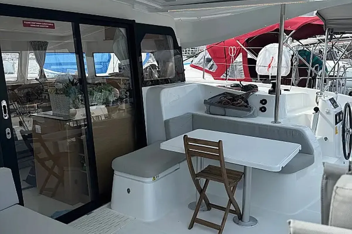 Cockpit of Spring & Fall, a Excess 11 catamaran at Grad Trogir, Croatia