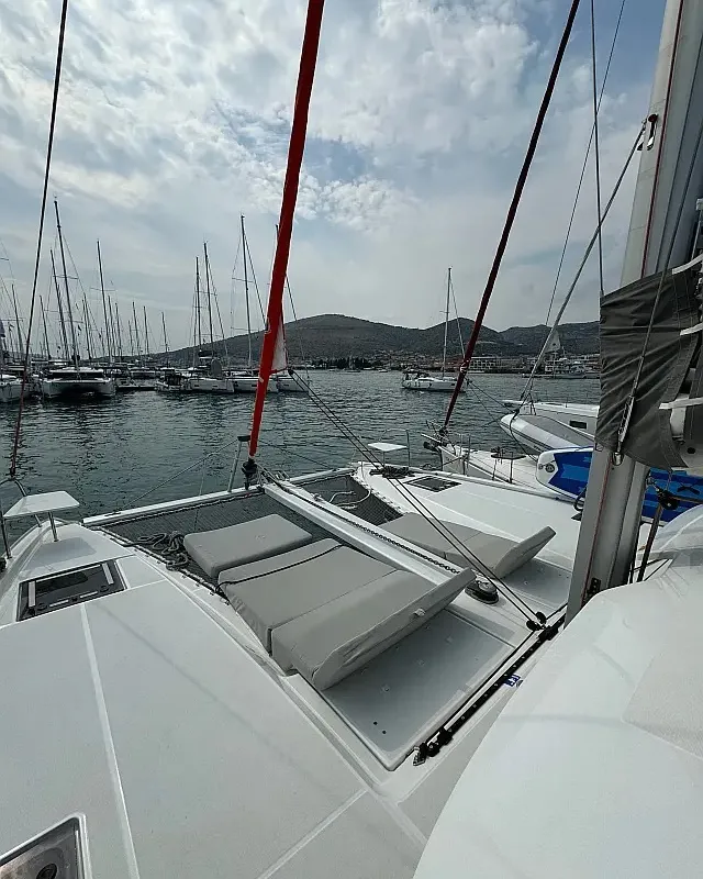 Deck of Spring & Fall, a Excess 11 catamaran at Grad Trogir, Croatia