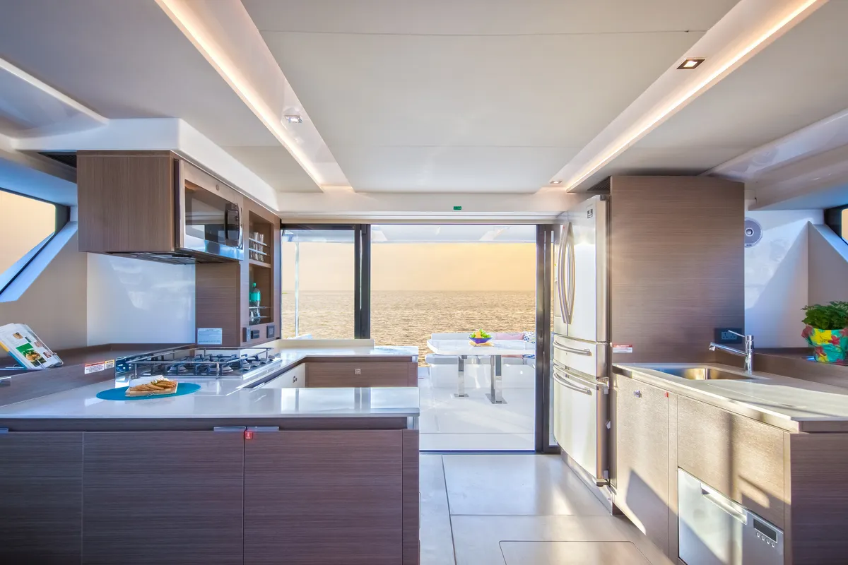 Galley of Moorings 534 PC Club, a Leopard 53 PC catamaran at Road Town, British Virgin Islands